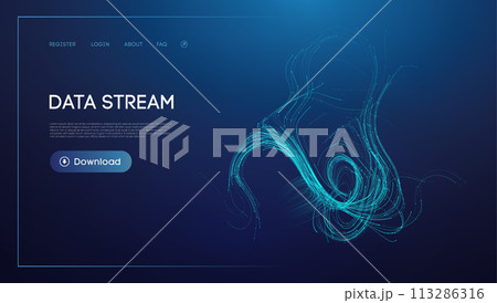 Data stream concept. Data visualization information flow. Blue technology background 113286316