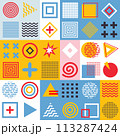 Trendy Neo geometric pattern, vector background. Geometry abstract print design. Op art, neo geometry, bauhaus. 113287424