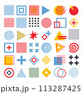 Simple Modern geometric abstract shapes in minimal style. Brutalism basic forms, lines, eye, circles and patterns, art vector set 113287425