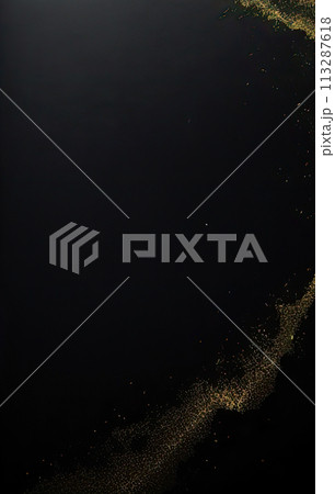 Dynamic digital wave of black particles with shining star dots, creating an abstract black background. Dynamic digital wave of black particles with shining star dots, creating an abstract black background. 113287618