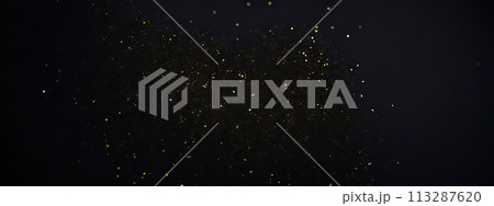 background of abstract glitter lights. gold and black. de focused. banner background of abstract glitter lights. gold and black. de focused. banner 113287620