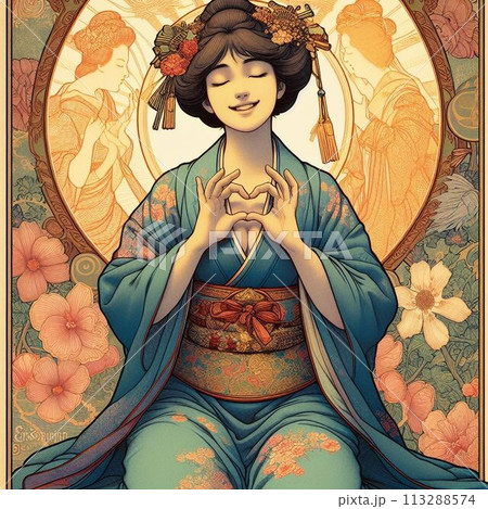 瞑想する女性 113288574