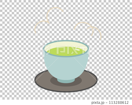 茶托とお茶の注がれた湯呑のイラスト 113288612