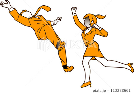 殴り飛ばされるビジネスマンのイラスト 113288661
