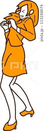 ピンチのビジネスウーマンのイラスト 113288674