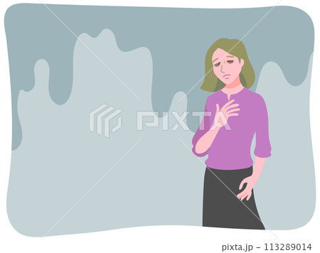 うつ病で気持ちが沈んでいる女性 113289014