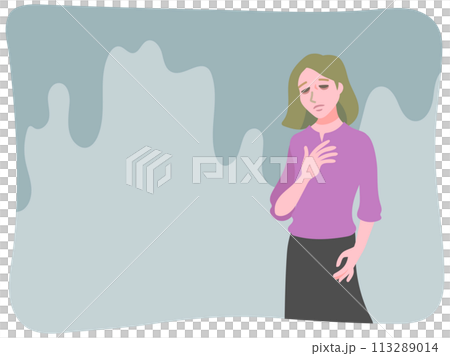 うつ病で気持ちが沈んでいる女性 113289014