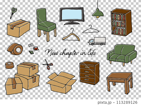 用鋼筆手繪的新生活插畫素材 用鋼筆手繪的新生活插畫素材 113289126