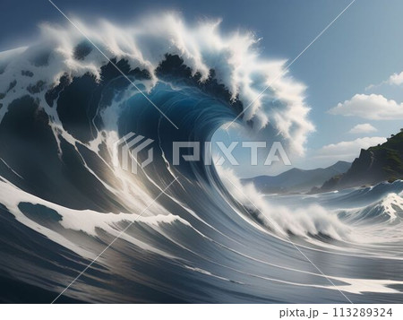 太陽光線が反射する海 113289324