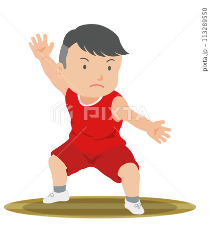 ディフェンスの構え　バスケットボール 113289550