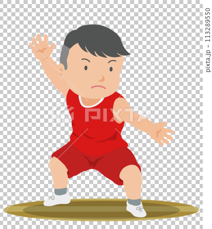 ディフェンスの構え　バスケットボール 113289550