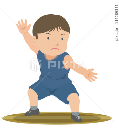 ディフェンスの構え　バスケットボール 113289551