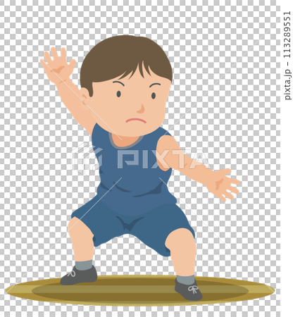 ディフェンスの構え　バスケットボール 113289551