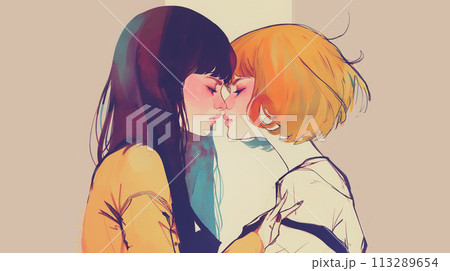 見つめ合う二人の女性 113289654