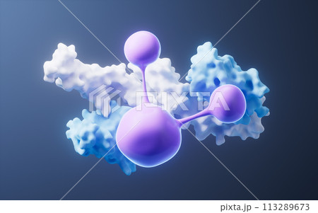 Biological protein and molecule, 3d rendering. Biological protein and molecule, 3d rendering. 113289673