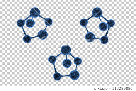 Molecule with blue transparent structure, 3d rendering. 113289886
