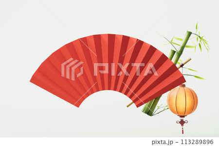Ancient Chinese fan background, 3d rendering. Ancient Chinese fan background, 3d rendering. 113289896