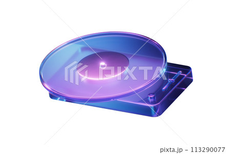 Record player with dark neon light effect, 3d rendering. 113290077
