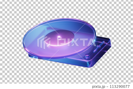 Record player with dark neon light effect, 3d rendering. 113290077