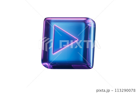 Player icon with dark neon light effect, 3d rendering. 113290078