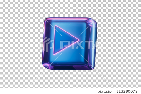 Player icon with dark neon light effect, 3d rendering. 113290078