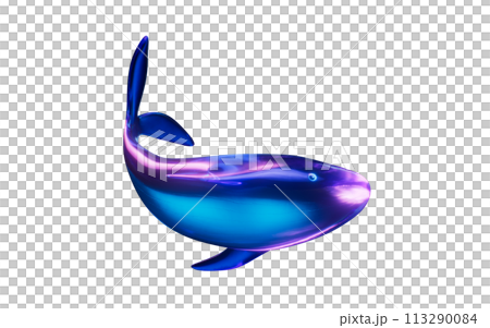 Whale with dark neon light effect, 3d rendering. Whale with dark neon light effect, 3d rendering. 113290084