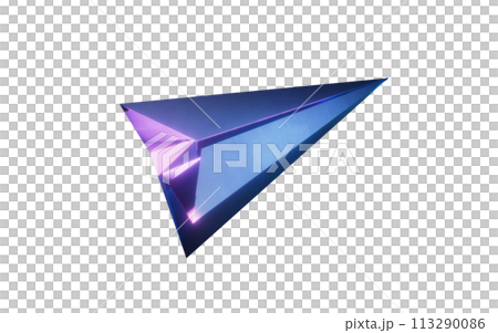 Paper plane with dark neon light effect, 3d rendering. 113290086