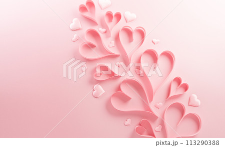 Happy Mother's day, Valentine and Women's Day decoration concept made from paper heart on pastel background. Happy Mother's day, Valentine and Women's Day decoration concept made from paper heart on pastel background. 113290388