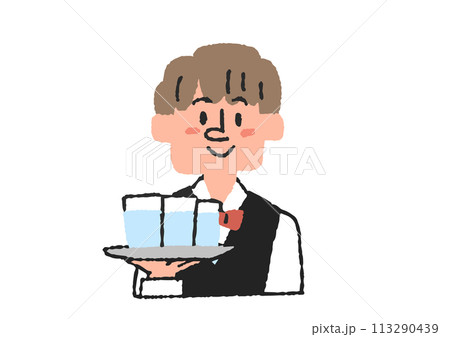 ファミリーレストランの店員のイラスト 113290439