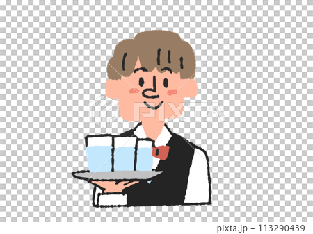 ファミリーレストランの店員のイラスト 113290439