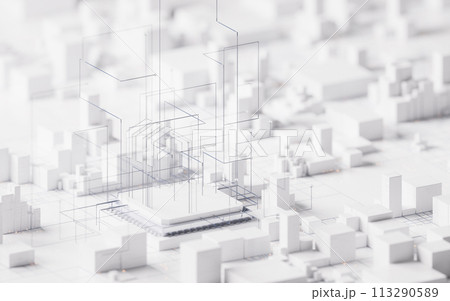 Technology circuit board and core, 3d rendering. Technology circuit board and core, 3d rendering. 113290589
