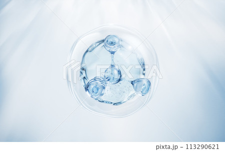 Molecule and water bubble, 3d rendering. Molecule and water bubble, 3d rendering. 113290621