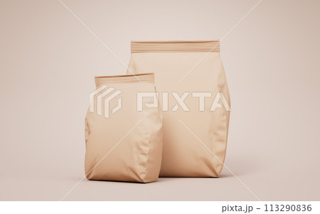 Brown blank paper package bag, 3d rendering. 113290836