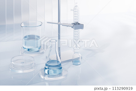 Chemical instruments with biotechnology concept, 3d rendering. 113290919