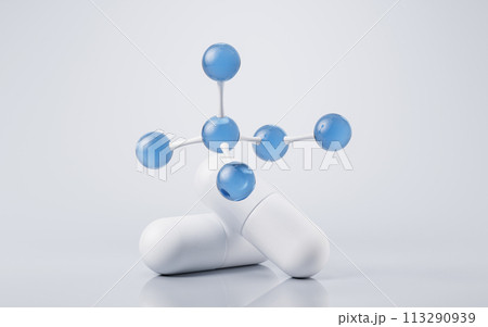 Medical pill with health care concept, 3d rendering. 113290939