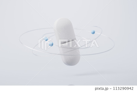 Medical pill with health care concept, 3d rendering. Medical pill with health care concept, 3d rendering. 113290942