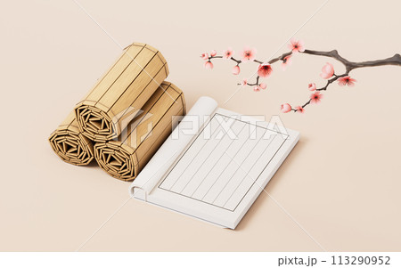 Ancient Chinese book, traditional culture, 3d rendering. Ancient Chinese book, traditional culture, 3d rendering. 113290952
