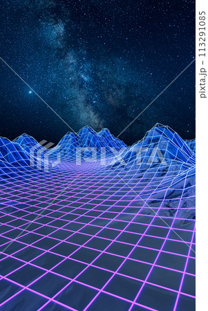 Digital space with glowing lines, 3d rendering. Digital space with glowing lines, 3d rendering. 113291085
