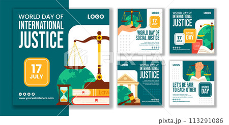 Day of Social Justice Social Media Post Flat Cartoon Hand Drawn Templates Background Illustration 113291086