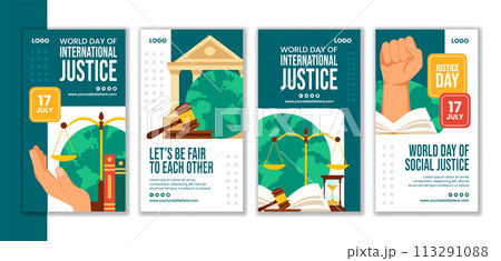 Day of Social Justice Social Media Stories Flat Cartoon Hand Drawn Templates Background Illustration 113291088