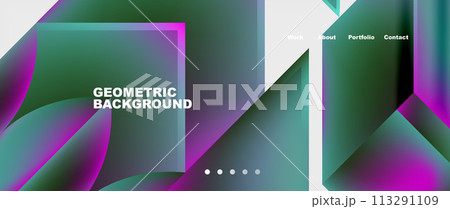 Minimal geometric web site page template design. Vector Illustration For Wallpaper, Banner, Background, Card, Book Illustration, landing page Minimal geometric web site page template design. Vector Illustration For Wallpaper, Banner, Background, Card, Book Illustration, landing page 113291109