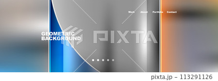 Round triangles and squares web site page template. Vector Illustration For Wallpaper, Banner, Background, Card, Book Illustration, landing page 113291126