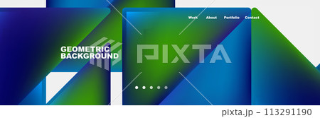 Colorful fluid gradient triangles and squares web site template. Vector Illustration For Wallpaper, Banner, Background, Card, Book Illustration, landing page 113291190
