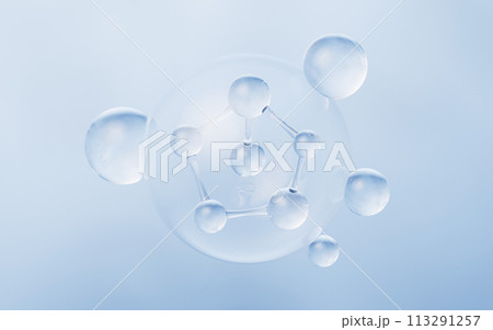 Molecule with biology and chemical concept, 3d rendering. 113291257