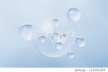 Molecule with biology and chemical concept, 3d rendering. 113291264