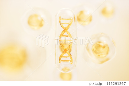 Medical capsule with DNA inside, 3d rendering. Medical capsule with DNA inside, 3d rendering. 113291267