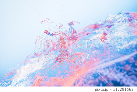 Abstract flowing wave particles background, 3d rendering. 113291568