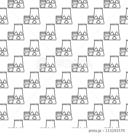 Nuclear Power Plant vector Radiation Factory outline seamless pattern 113291570