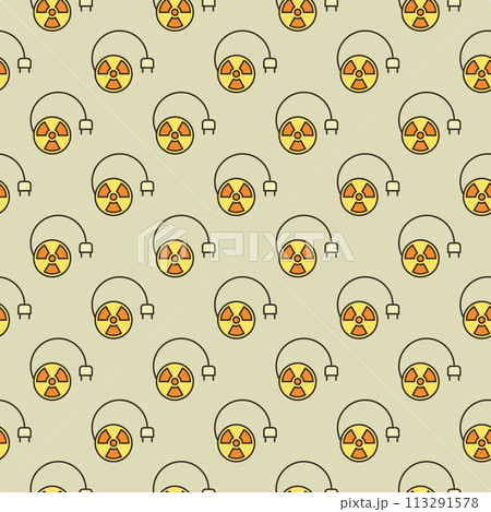 Plug and Round Radiation sign vector colored seamless pattern 113291578