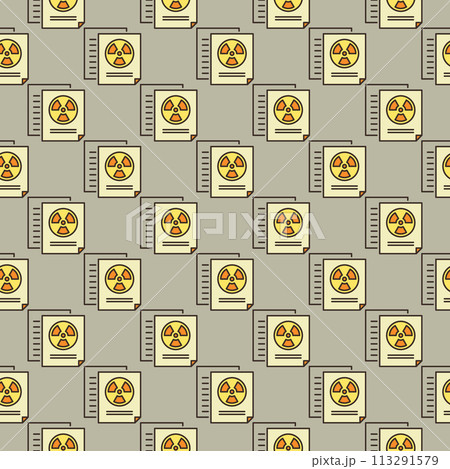 Radiation sign on Documents vector colored seamless pattern Radiation sign on Documents vector colored seamless pattern 113291579